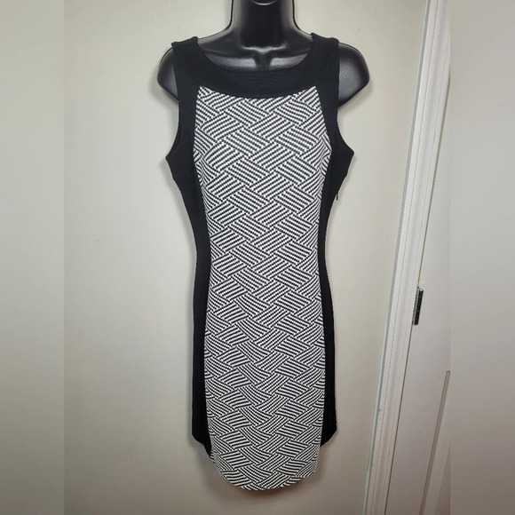 Calvin Klein Black and White Career Sheath Dress sz 6 - Picture 1 of 10